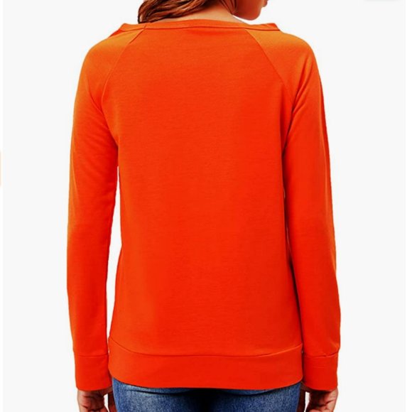 NWT Fleece Lined Cheetah Print Pumpkin Fall Halloween Jumper Pullover Sweater - Picture 3 of 4